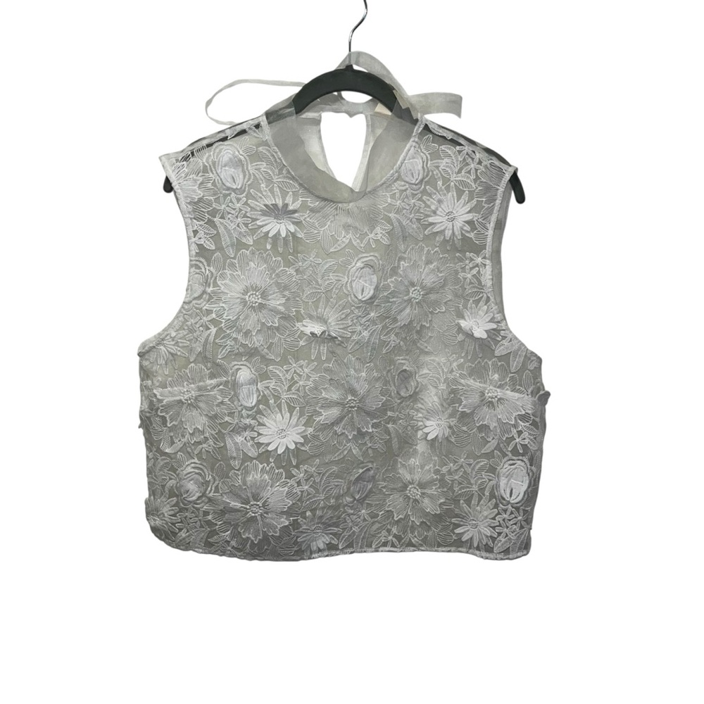 Anthropologie White Floral Lace Crop Top